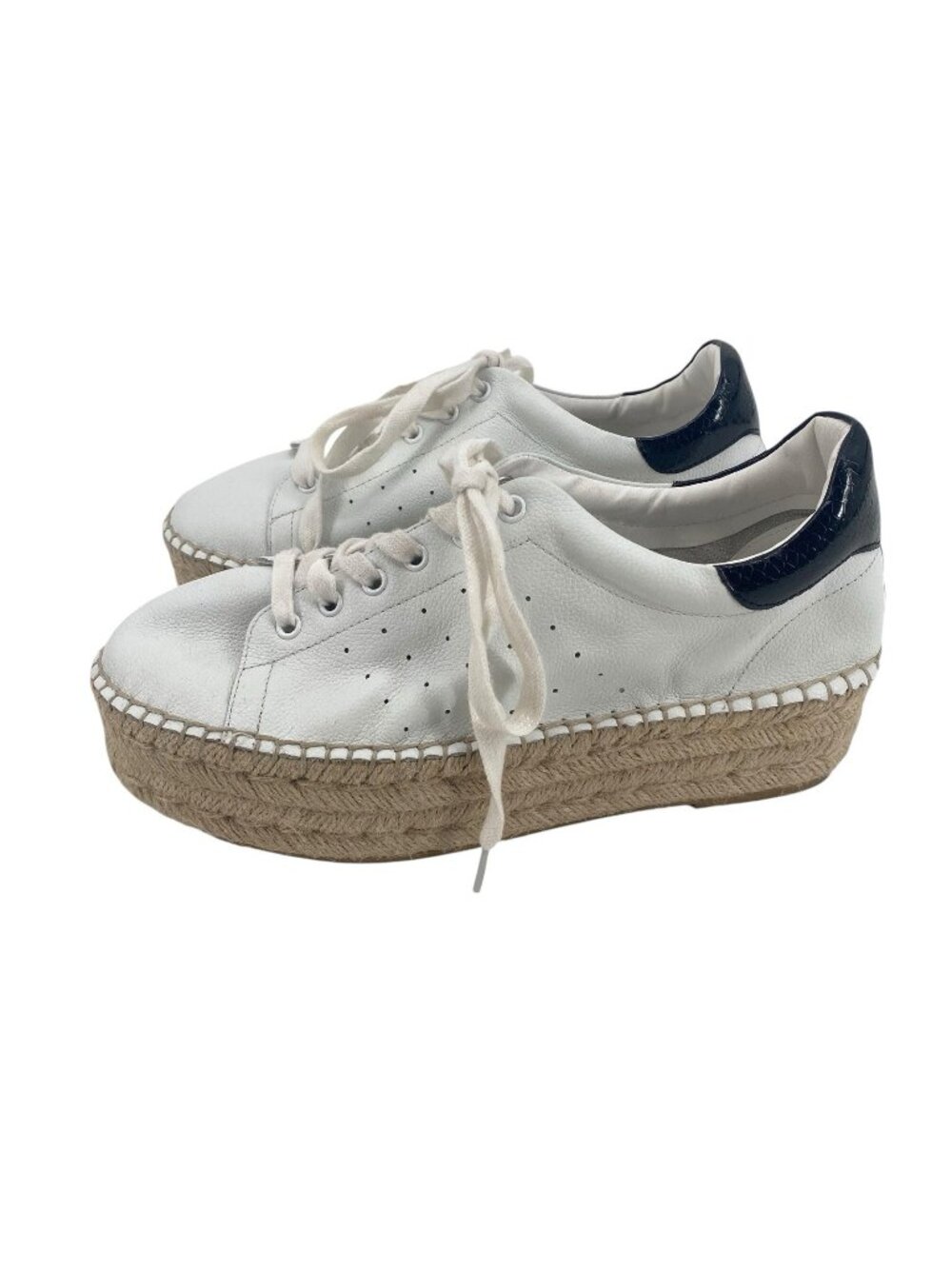 Steve Madden Size 9B White Leather Espadrille Sneakers Platform Parade